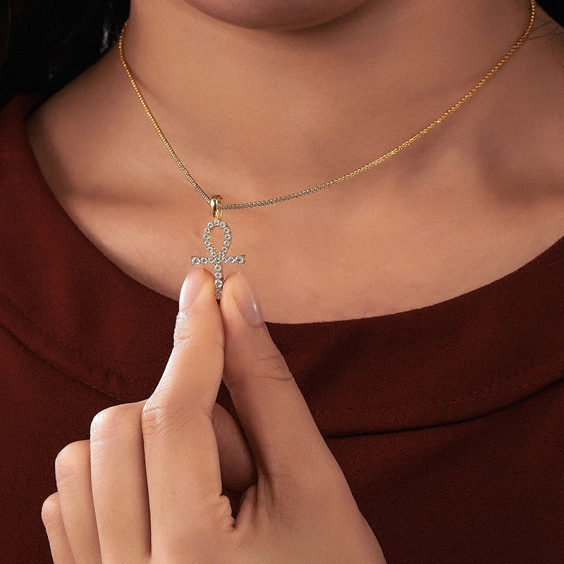 Moissanite Cross Pendant Necklace