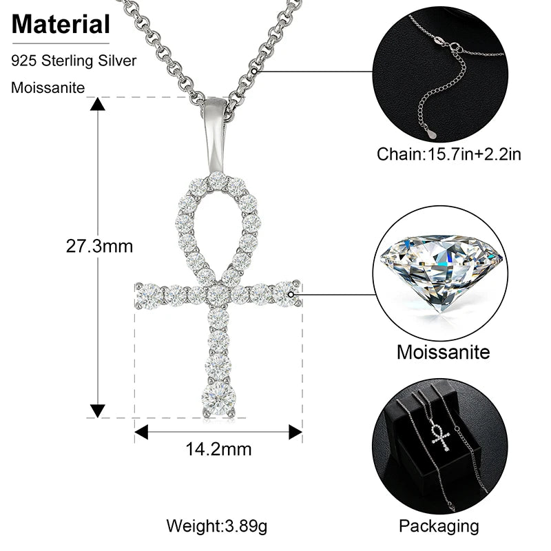 Moissanite Cross Pendant Necklace