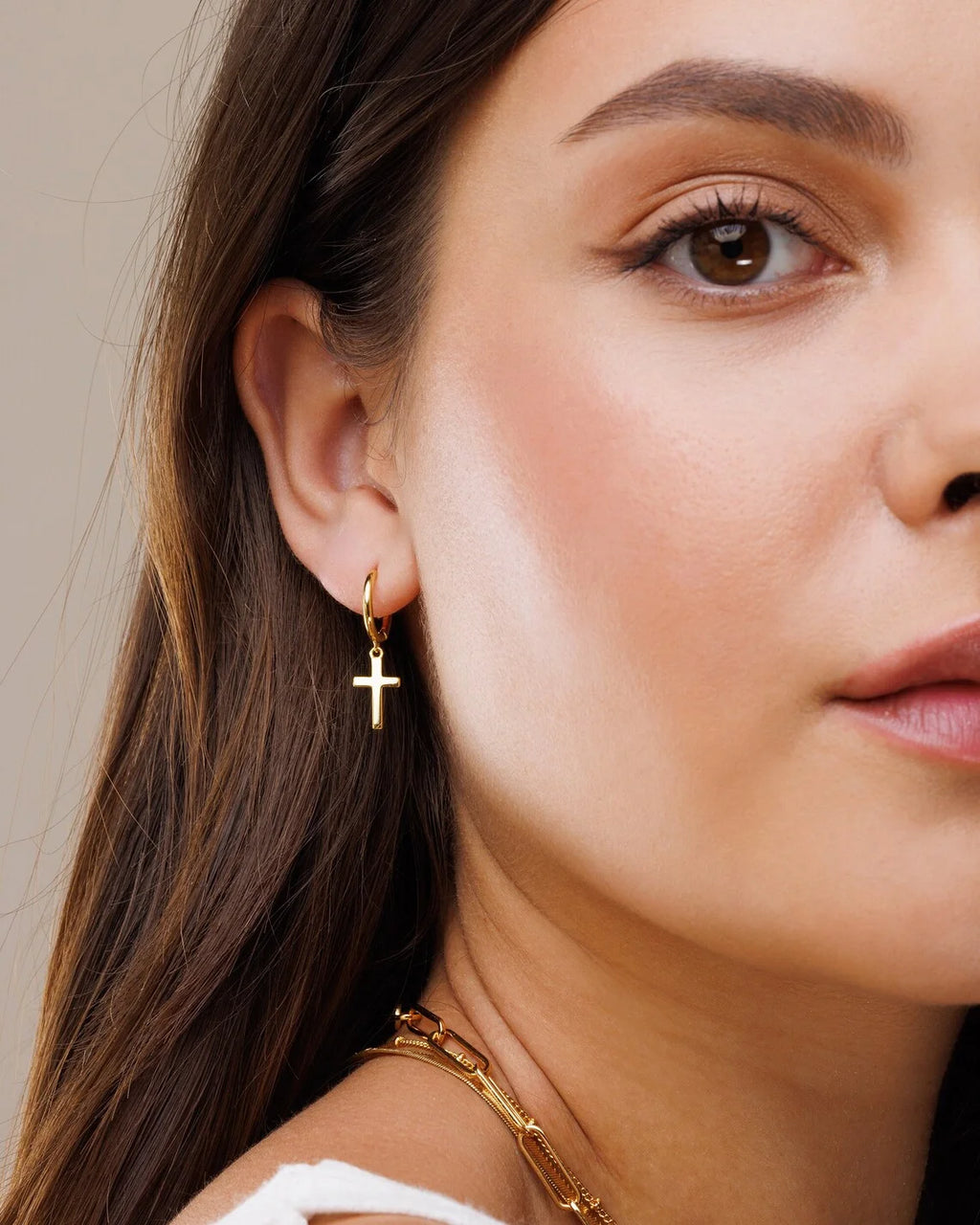Jesus Cross Hoop Earrings