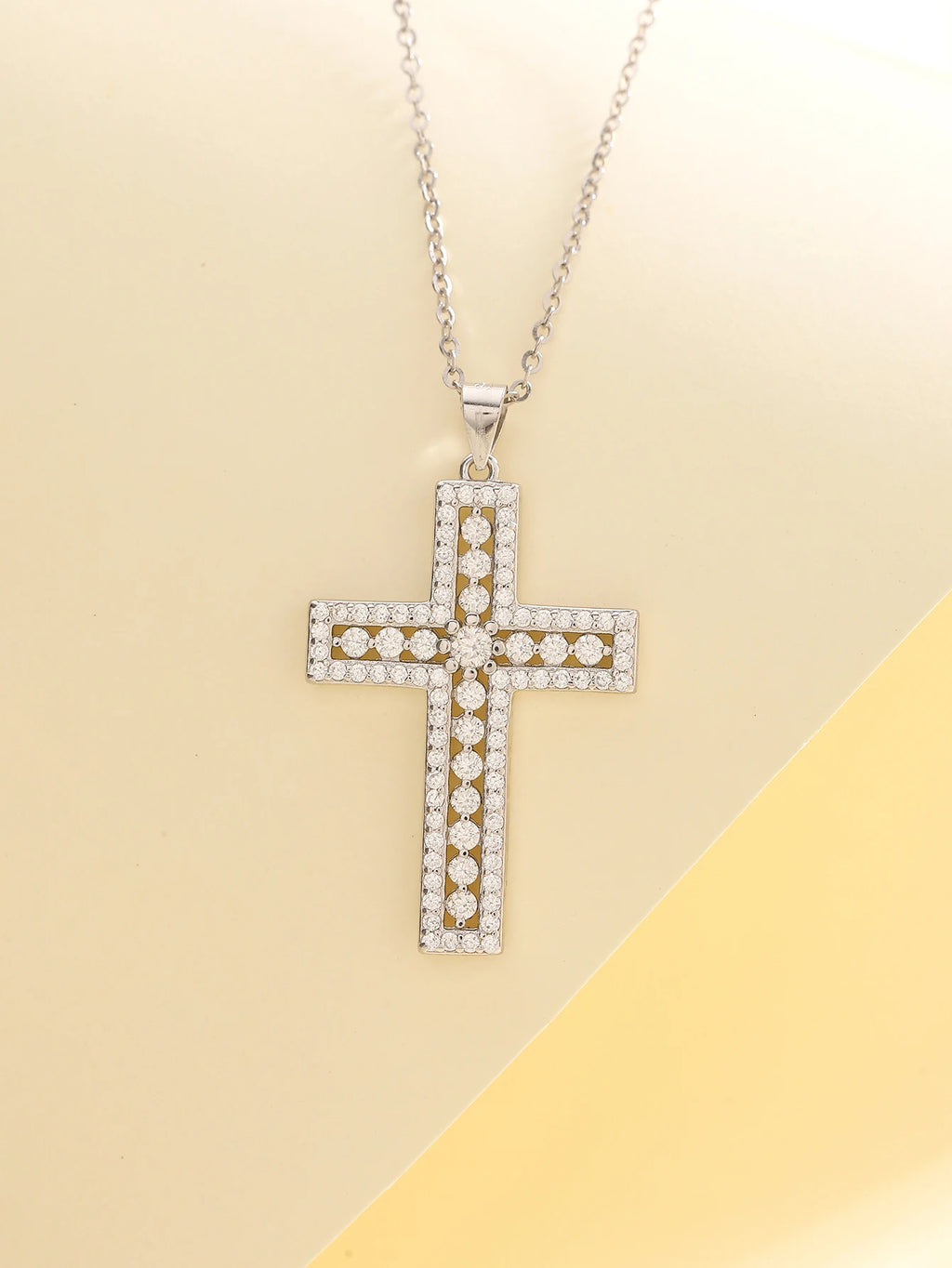 Sterling Silver Moissanite Cross Necklace