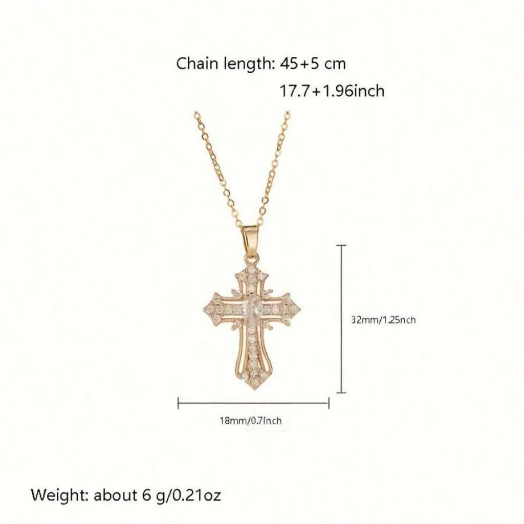 Vintage Zircon Cross Necklace