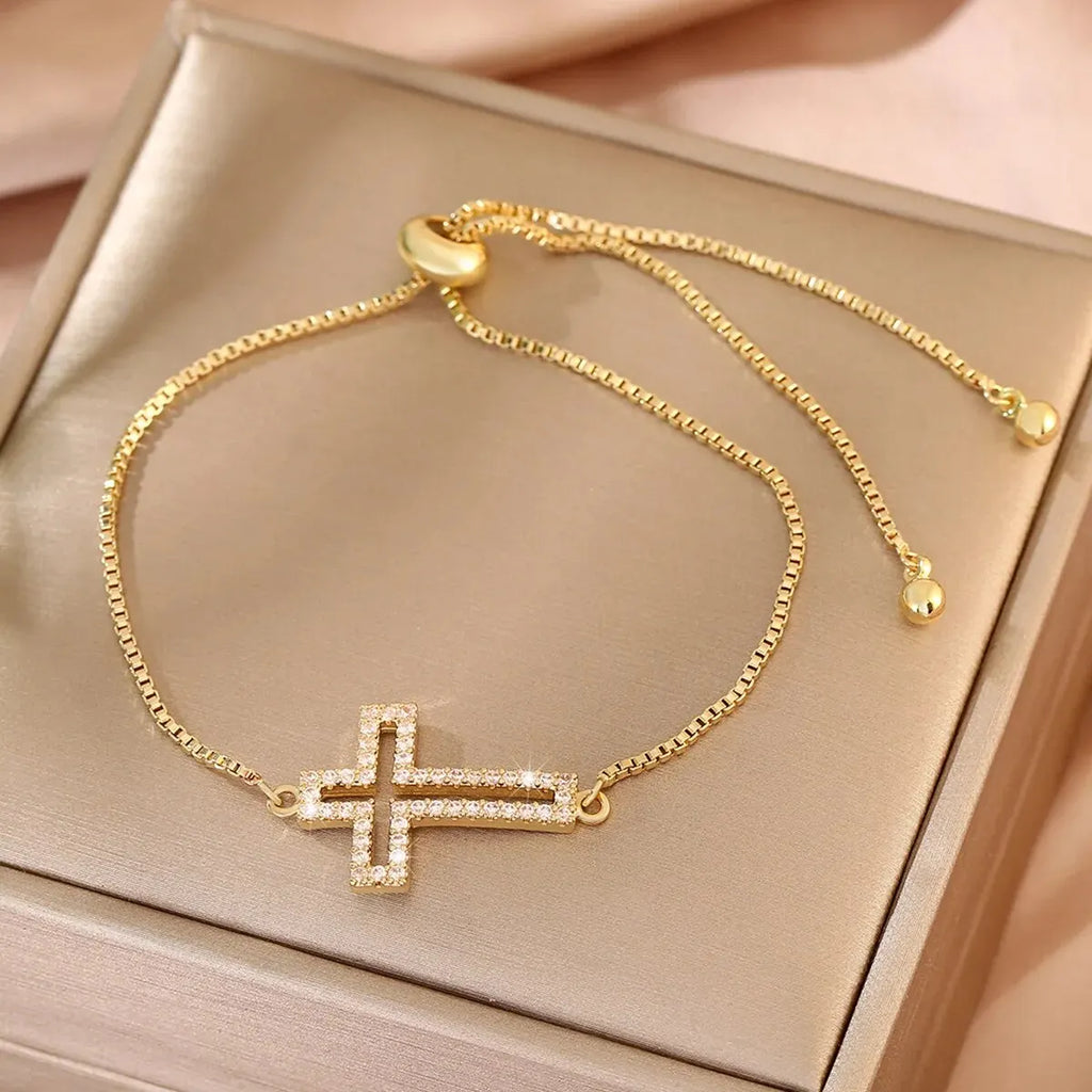 Zircon Cross Chain Bracelet