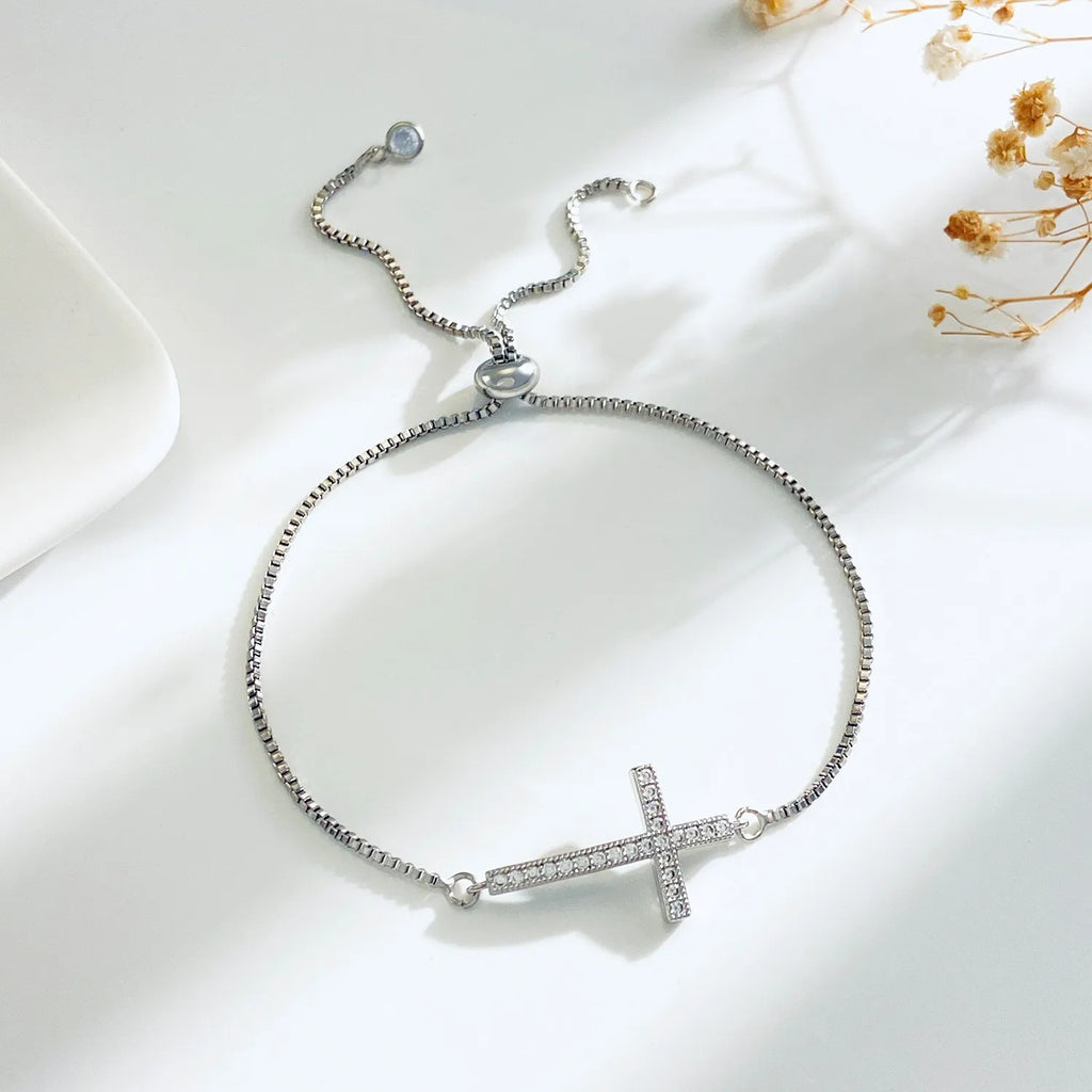 Zircon Cross Chain Bracelet