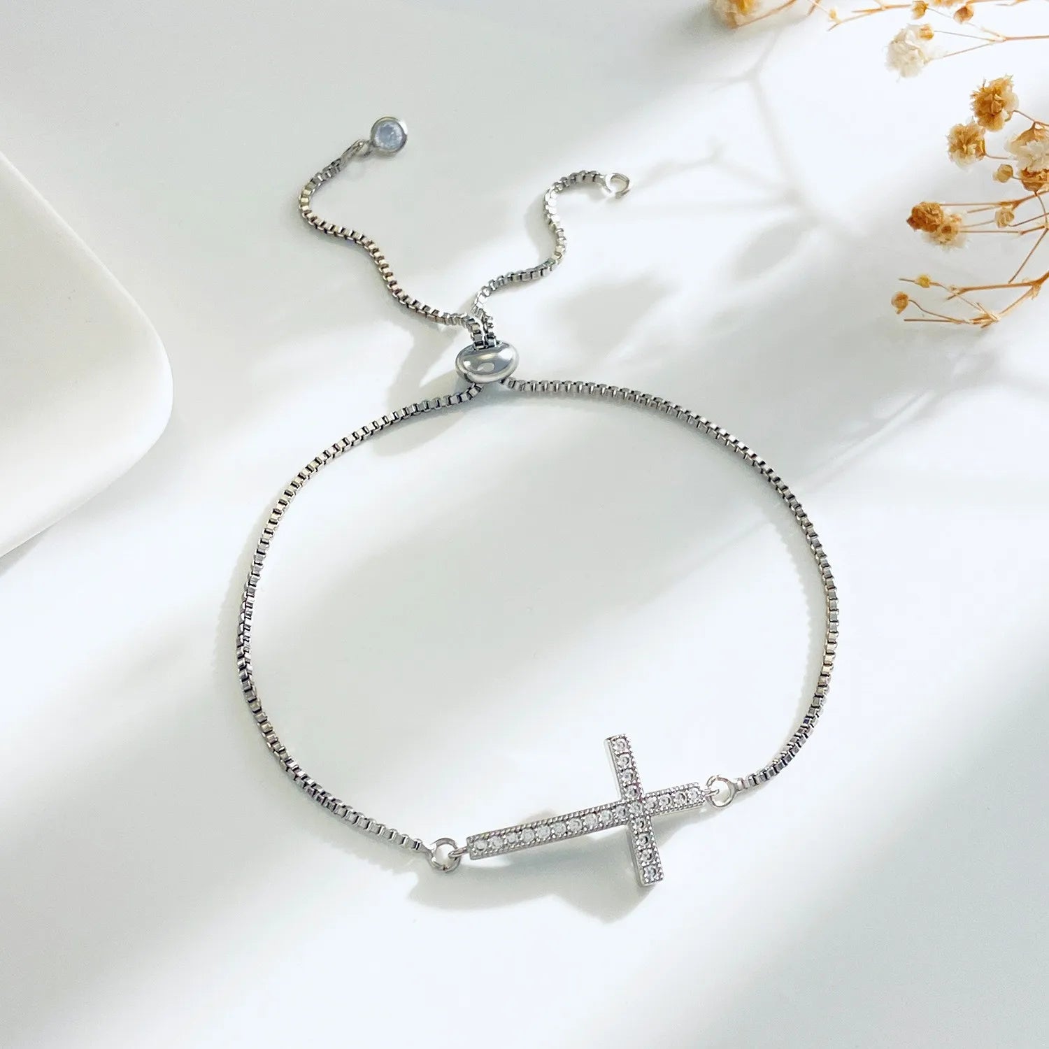 Zircon Cross Chain Bracelet