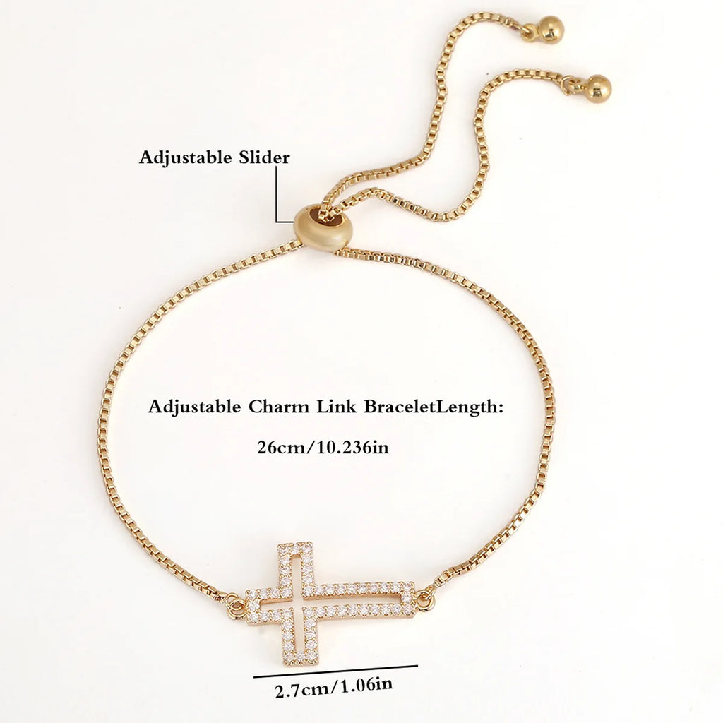 Zircon Cross Chain Bracelet