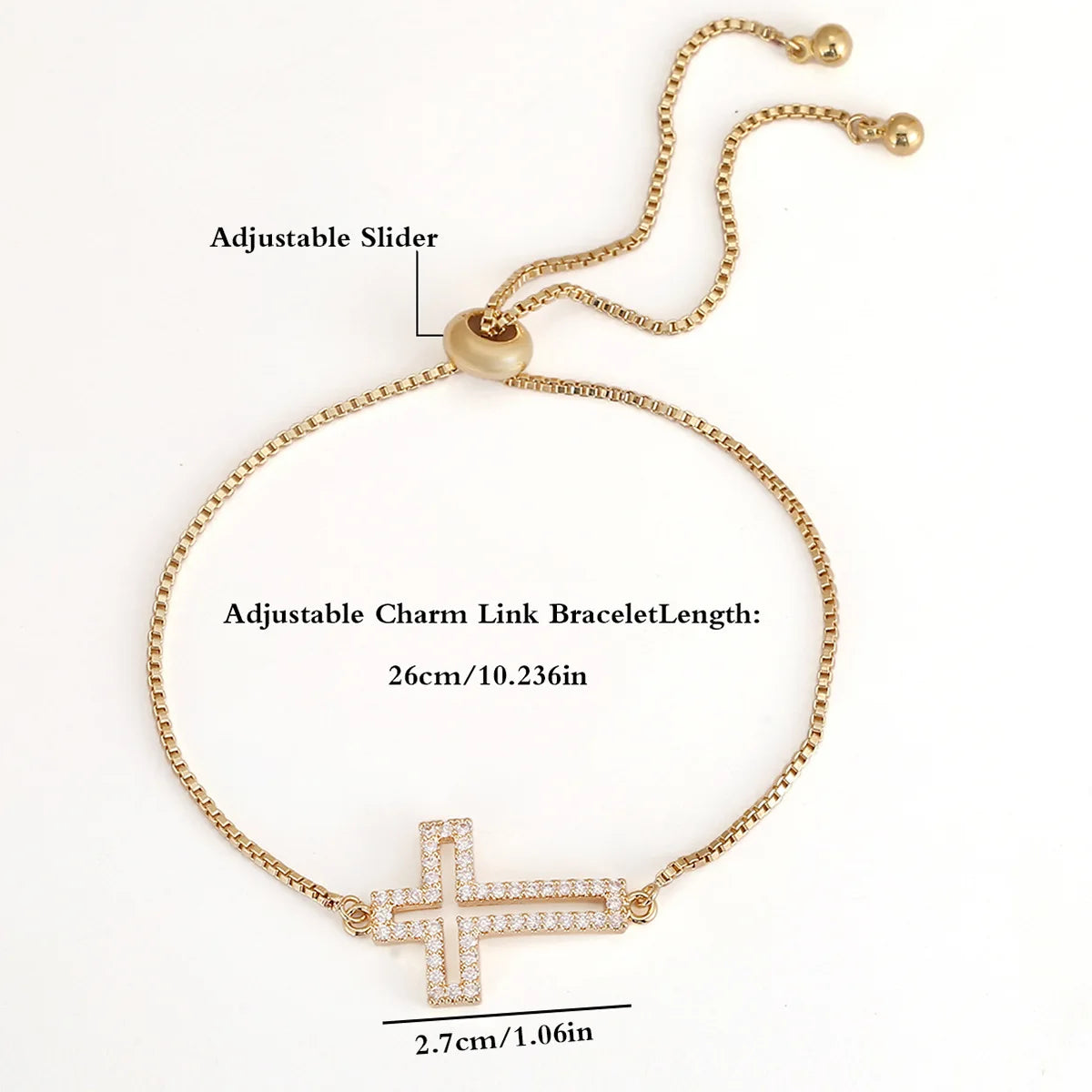 Zircon Cross Chain Bracelet