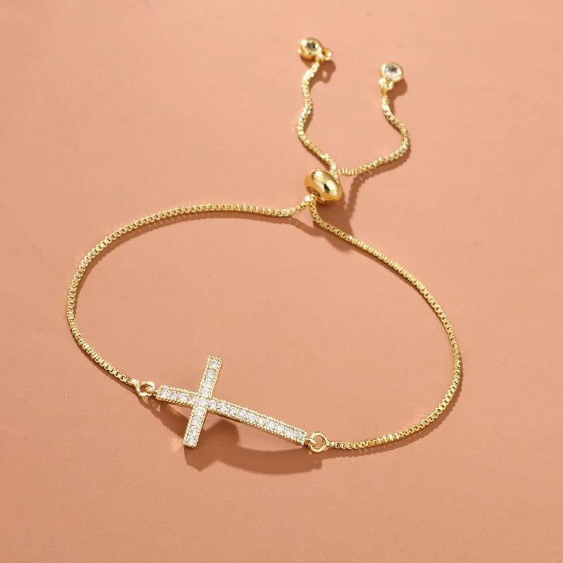 Zircon Cross Chain Bracelet