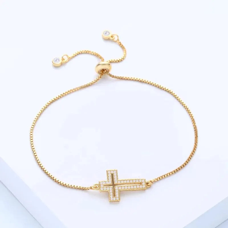 Zircon Cross Chain Bracelet