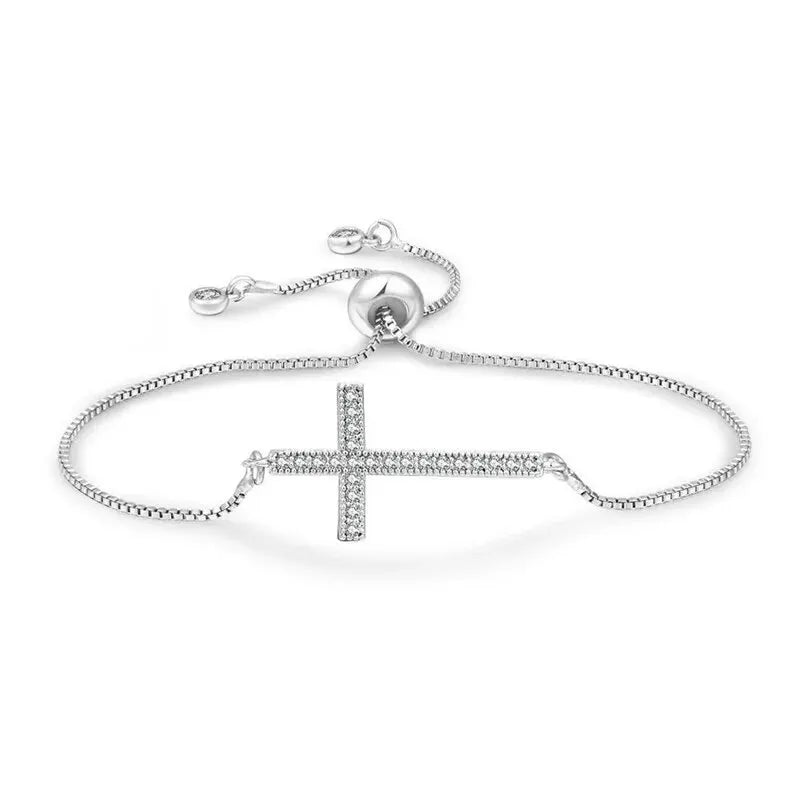 Zircon Cross Chain Bracelet