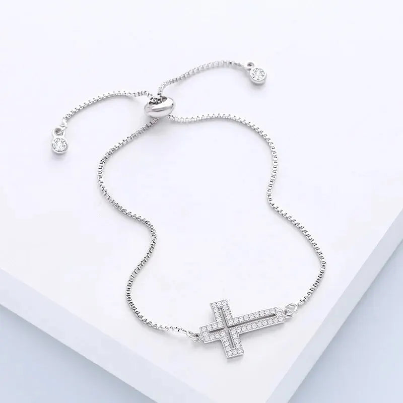 Zircon Cross Chain Bracelet